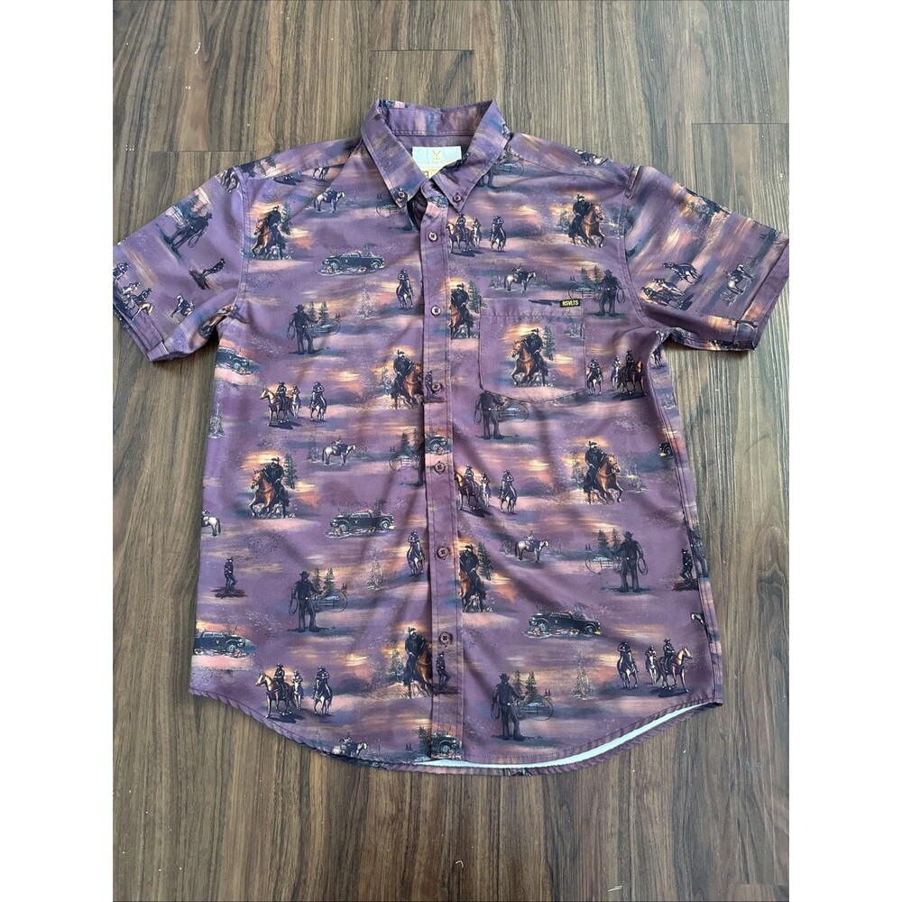 RSVLTS Men's XL AOP Yellowstone Tough Merciless Kunuflex Shirt Western Maroon